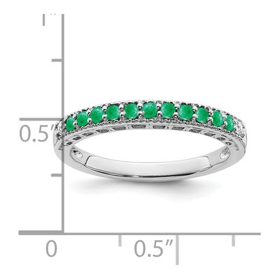 14K White Gold 1/20 ct tw Emerald & Diamond Ring – view 3