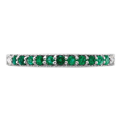 14K White Gold 1/20 ct tw Emerald & Diamond Ring – view 6
