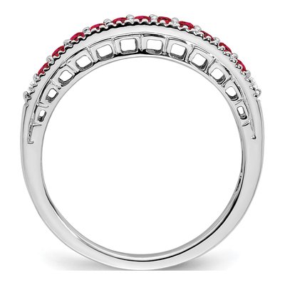 14K White Gold 1/20 ct tw Ruby & Diamond Ring – view 3