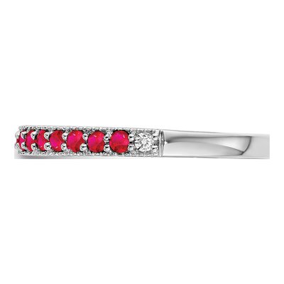 14K White Gold 1/20 ct tw Ruby & Diamond Ring – view 5