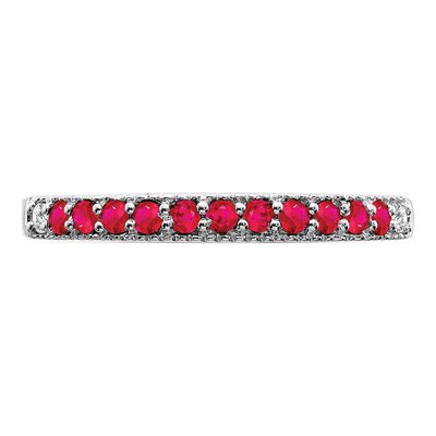 14K White Gold 1/20 ct tw Ruby & Diamond Ring – view 6