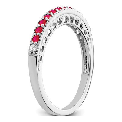 14K White Gold 1/20 ct tw Ruby & Diamond Ring – view 8