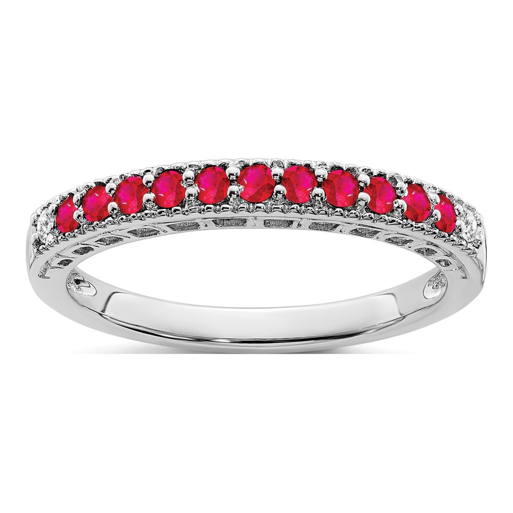 14K White Gold 1/20 ct tw Ruby & Diamond Ring