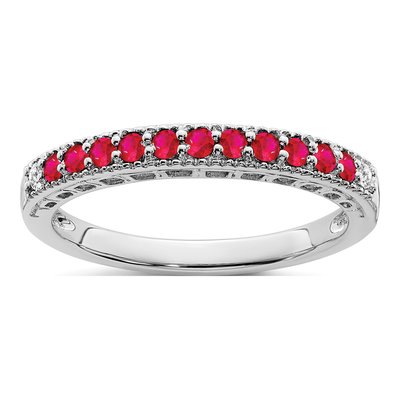 14K White Gold 1/20 ct tw Ruby & Diamond Ring