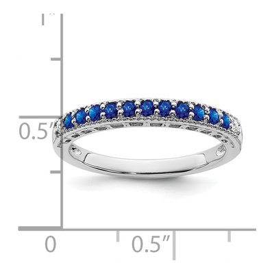 14K White Gold Diamond & Blue Sapphire Band Ring – view 3