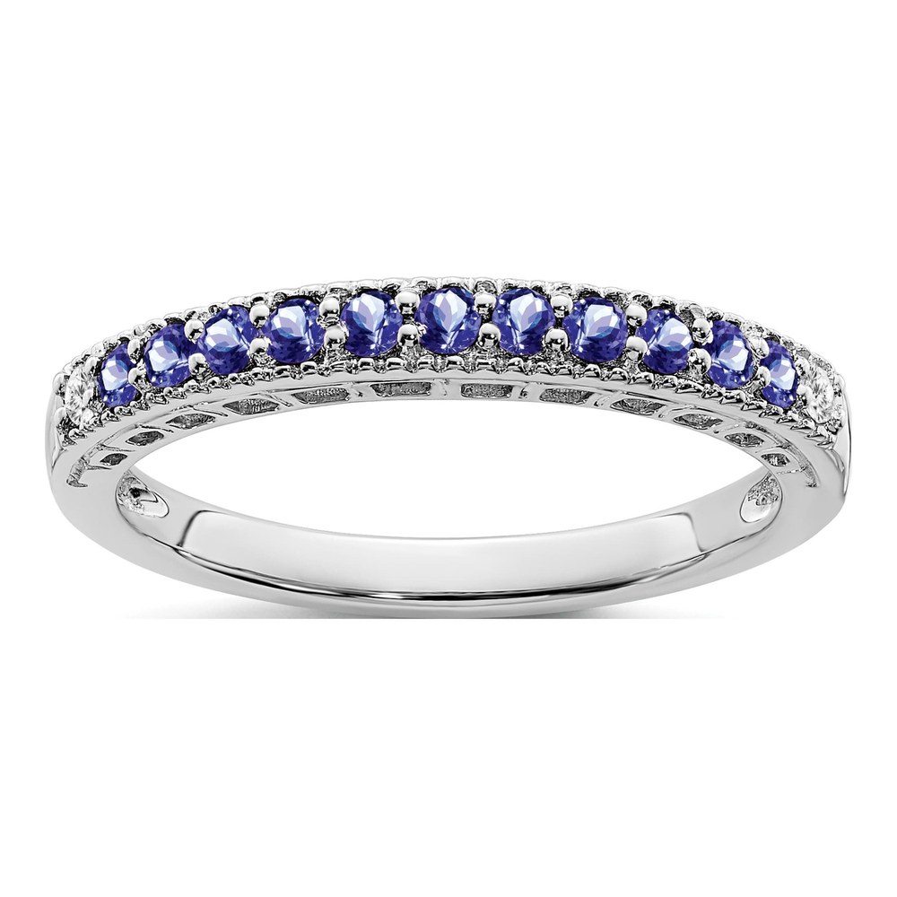 14K White Gold 1/20 ct tw Tanzanite & Diamond Ring