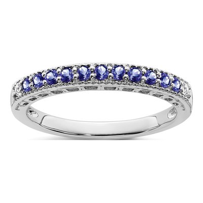 14K White Gold 1/20 ct tw Tanzanite & Diamond Ring