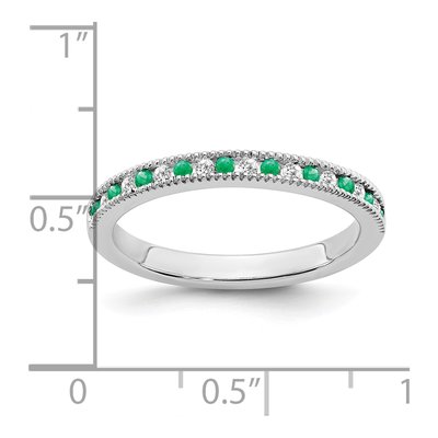 14K White Gold 1/10 ct tw Emerald & Diamond Ring – view 3