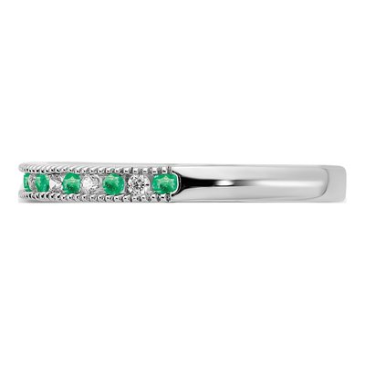 14K White Gold 1/10 ct tw Emerald & Diamond Ring – view 4