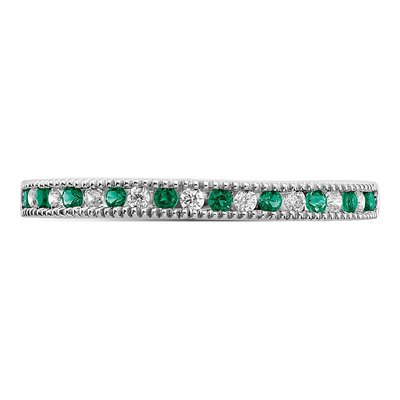 14K White Gold 1/10 ct tw Emerald & Diamond Ring – view 5