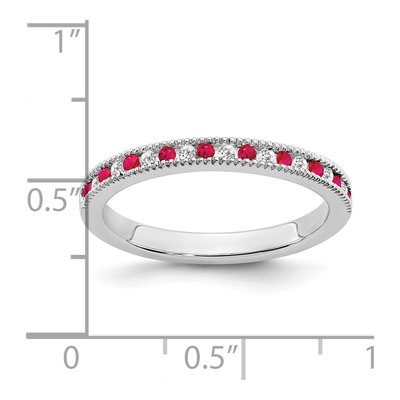 14K White Gold 1/10 ct tw Ruby & Diamond Channel Ring – view 3