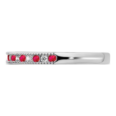 14K White Gold 1/10 ct tw Ruby & Diamond Channel Ring – view 4