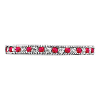 14K White Gold 1/10 ct tw Ruby & Diamond Channel Ring – view 5