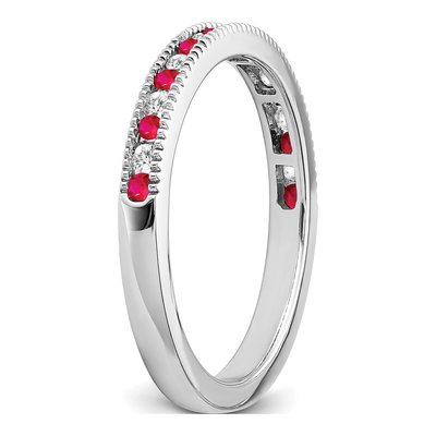 14K White Gold 1/10 ct tw Ruby & Diamond Channel Ring – view 7