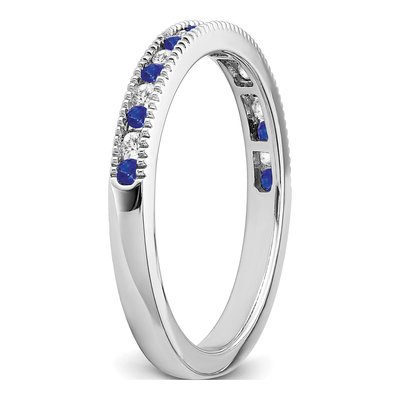 14K White Gold Diamond and Sapphire Wedding Band – view 8
