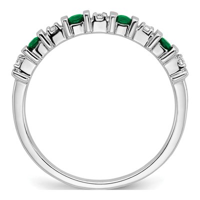 14K White Gold 1/20 ct tw Emerald & Diamond Tapered Ring – view 2