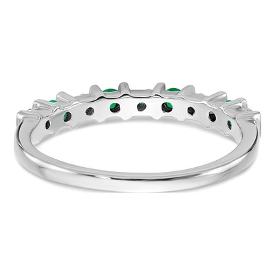 14K White Gold 1/20 ct tw Emerald & Diamond Tapered Ring – view 6