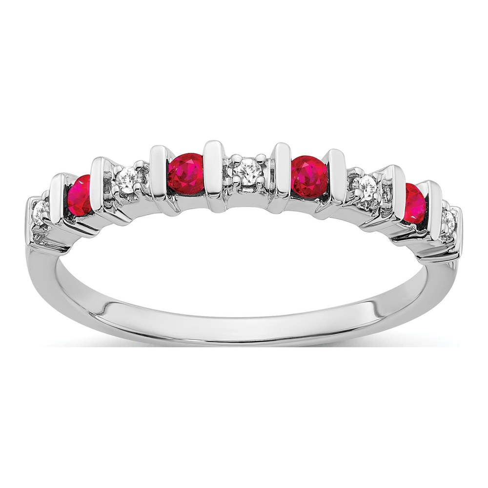 14K White Gold 1/20 ct tw Ruby & Diamond Ring