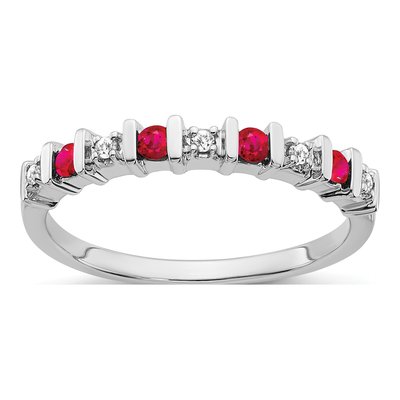 14K White Gold 1/20 ct tw Ruby & Diamond Ring