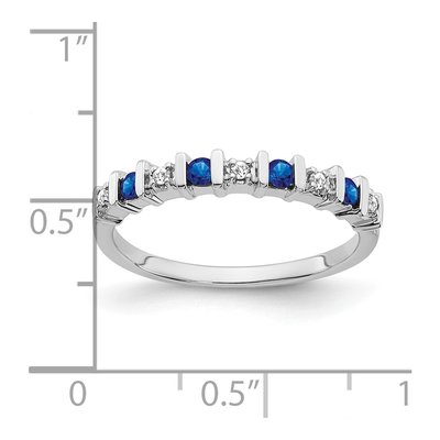 14K White Gold 1/20 ct tw Sapphire & Diamond Tapered Ring – view 3