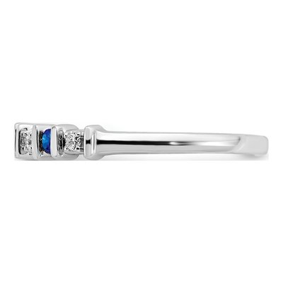 14K White Gold 1/20 ct tw Sapphire & Diamond Tapered Ring – view 4