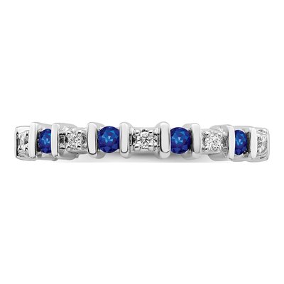 14K White Gold 1/20 ct tw Sapphire & Diamond Tapered Ring – view 5