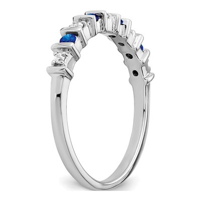 14K White Gold 1/20 ct tw Sapphire & Diamond Tapered Ring – view 7