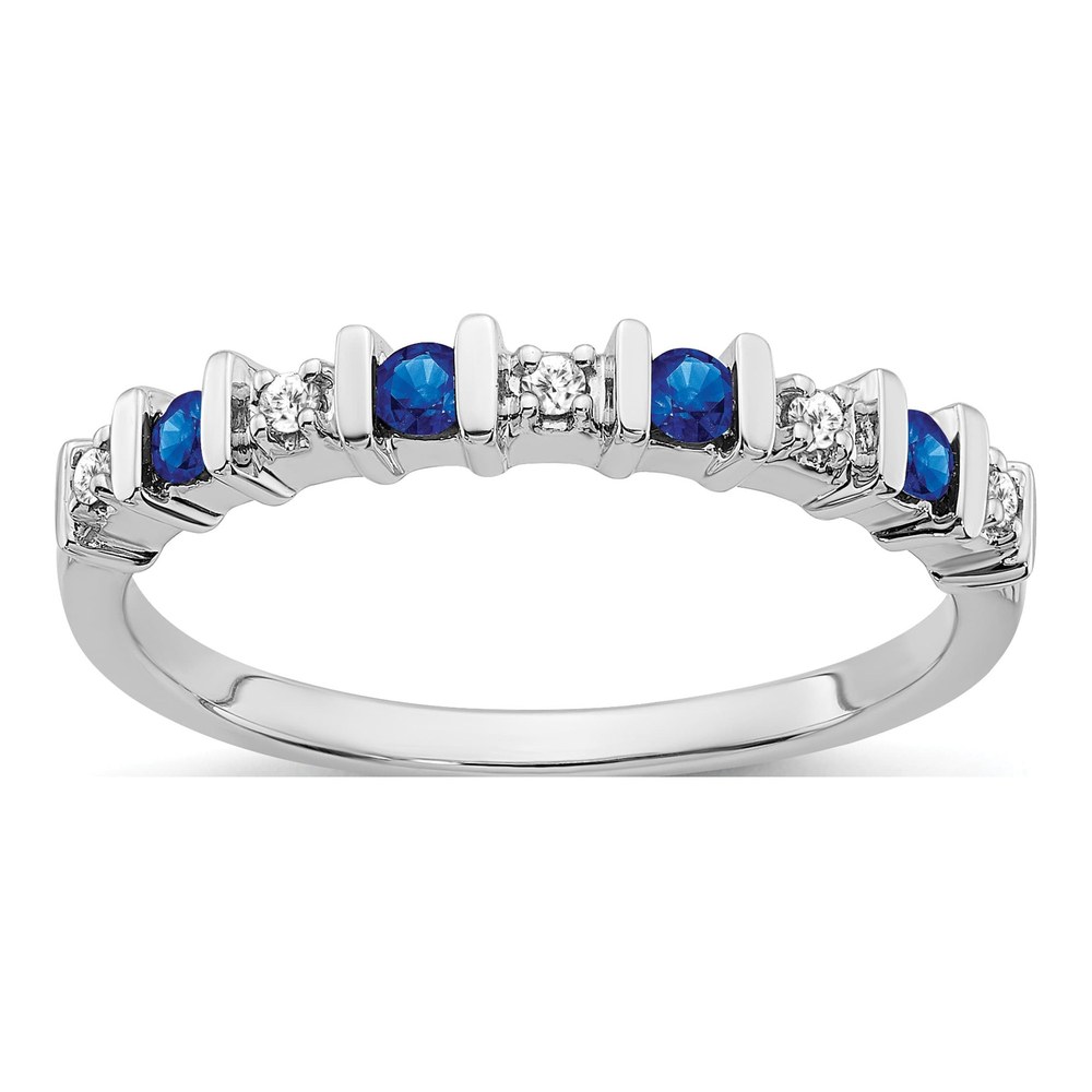14K White Gold 1/20 ct tw Sapphire & Diamond Tapered Ring