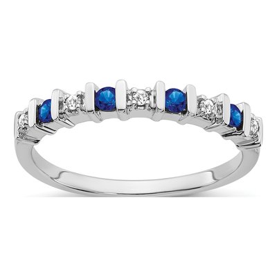 14K White Gold 1/20 ct tw Sapphire & Diamond Tapered Ring