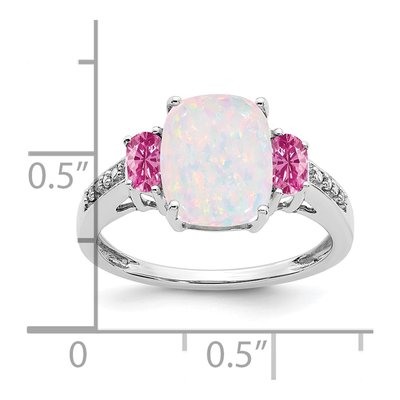 14K White Gold Lab-Created Opal & Diamond Ring – view 3