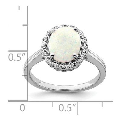 14K White Gold 1/15 ct tw Lab-Created Opal & Diamond Oval Halo Ring – view 4
