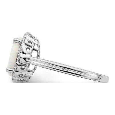 14K White Gold 1/15 ct tw Lab-Created Opal & Diamond Oval Halo Ring – view 5