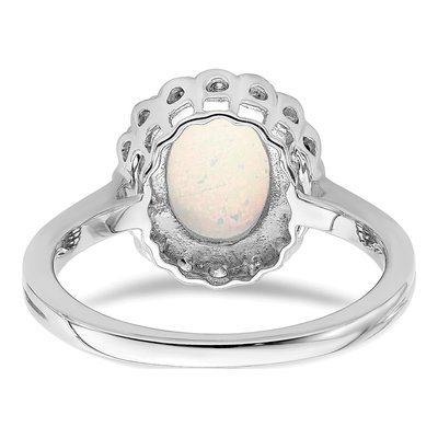 14K White Gold 1/15 ct tw Lab-Created Opal & Diamond Oval Halo Ring – view 7
