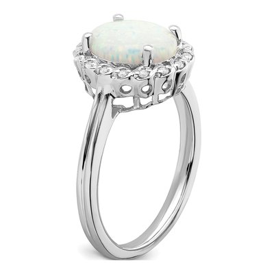 14K White Gold 1/15 ct tw Lab-Created Opal & Diamond Oval Halo Ring – view 8