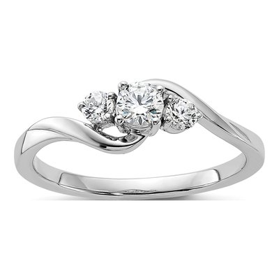 14K White Gold 1/3 ct tw Lab-Grown Diamond Petite Promise Ring