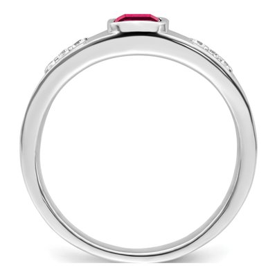 14K White Gold 1/10 ct tw Ruby & Diamond Emerald-Cut Ring – view 3
