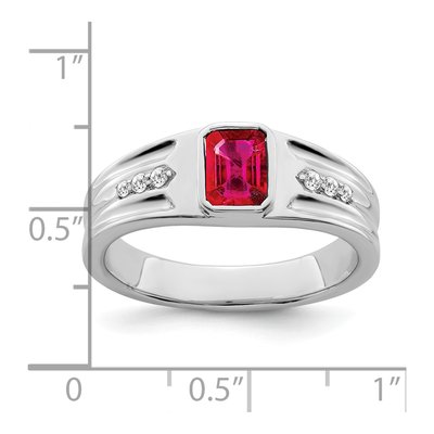 14K White Gold 1/10 ct tw Ruby & Diamond Emerald-Cut Ring – view 4