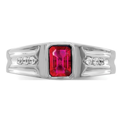 14K White Gold 1/10 ct tw Ruby & Diamond Emerald-Cut Ring – view 6