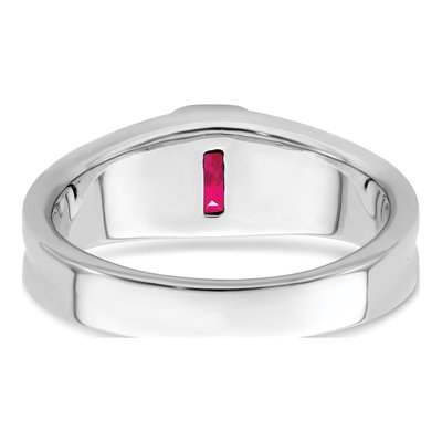 14K White Gold 1/10 ct tw Ruby & Diamond Emerald-Cut Ring – view 7