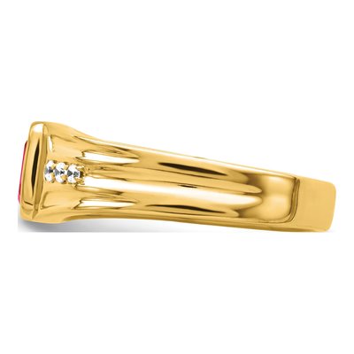 Men's 14K Yellow Gold 1/10 ct tw Ruby & Diamond Emerald-Cut Ring – view 5