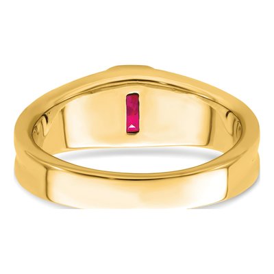 Men's 14K Yellow Gold 1/10 ct tw Ruby & Diamond Emerald-Cut Ring – view 7