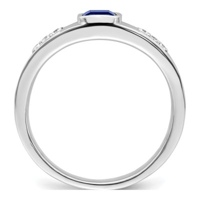 14K White Gold 1/10 ct tw Lab-Created Sapphire & Diamond Emerald-Cut Ring – view 2