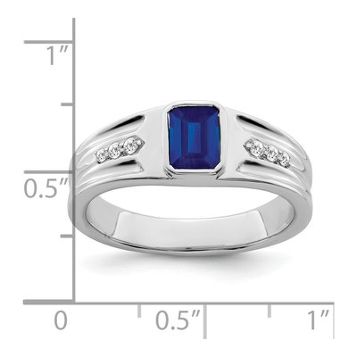 14K White Gold 1/10 ct tw Lab-Created Sapphire & Diamond Emerald-Cut Ring – view 3
