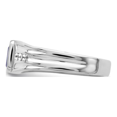14K White Gold 1/10 ct tw Lab-Created Sapphire & Diamond Emerald-Cut Ring – view 4