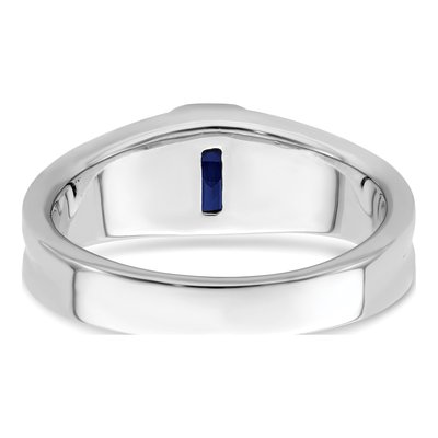 14K White Gold 1/10 ct tw Lab-Created Sapphire & Diamond Emerald-Cut Ring – view 6