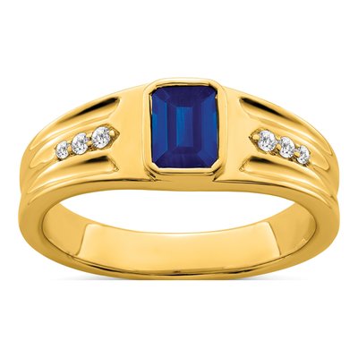 IB Goodman 14K Yellow Gold Sapphire Men's Ring