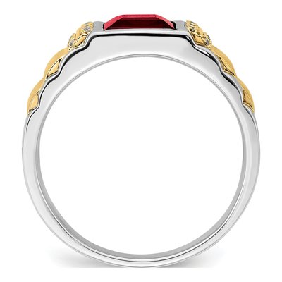 Men's 14K Two-Tone Gold 1/20 ct tw Lab-Created Ruby & Diamond Square Ring – view 2