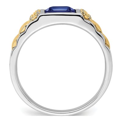 Men's 14K Two-Tone Gold 1/20 ct tw Lab-Created Sapphire & Diamond Square Ring – view 2