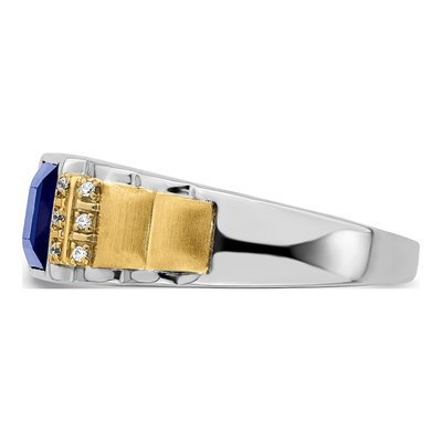 Men's 14K Two-Tone Gold 1/20 ct tw Lab-Created Sapphire & Diamond Square Ring – view 4