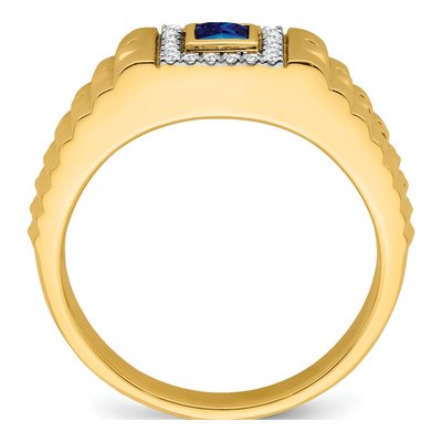 Men's 14K Yellow Gold 1/8 ct tw Lab-Created Sapphire & Diamond Halo Ring – view 3